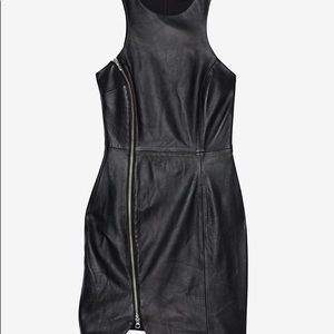 NICHOLAS black leather zip dress